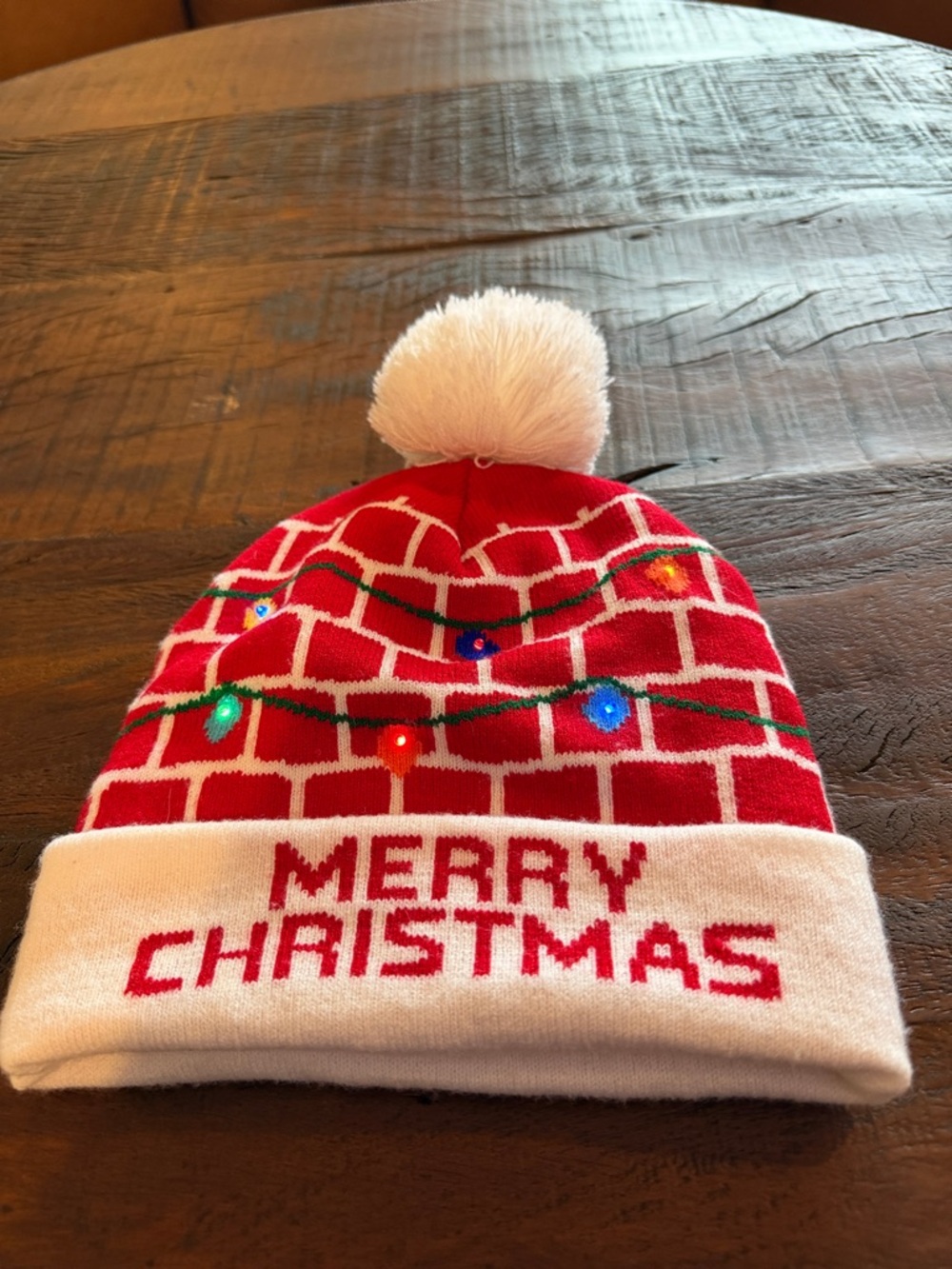 Merry Christmas light up stocking hat cap beanie one size EUC